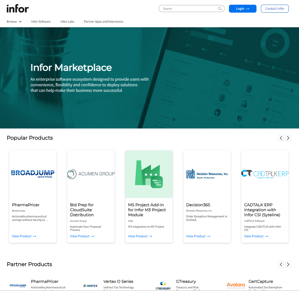 Infor Marketplace Screen